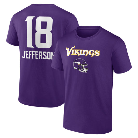 Men's Justin Jefferson Purple Minnesota Vikings Team Wordmark Name & Number T-Shirt