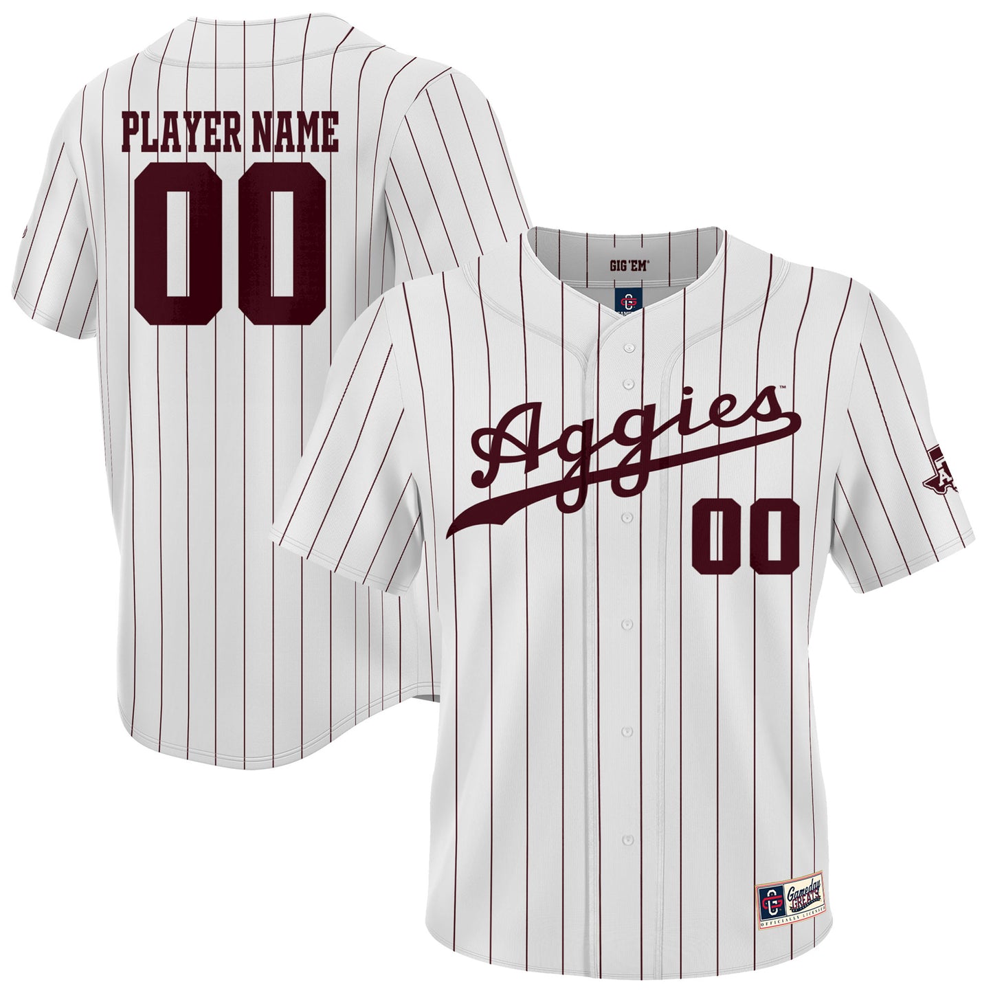 Men's GameDay Greats White Texas A&M Aggies NIL Pick-A-Player Lightweight Baseball Jersey