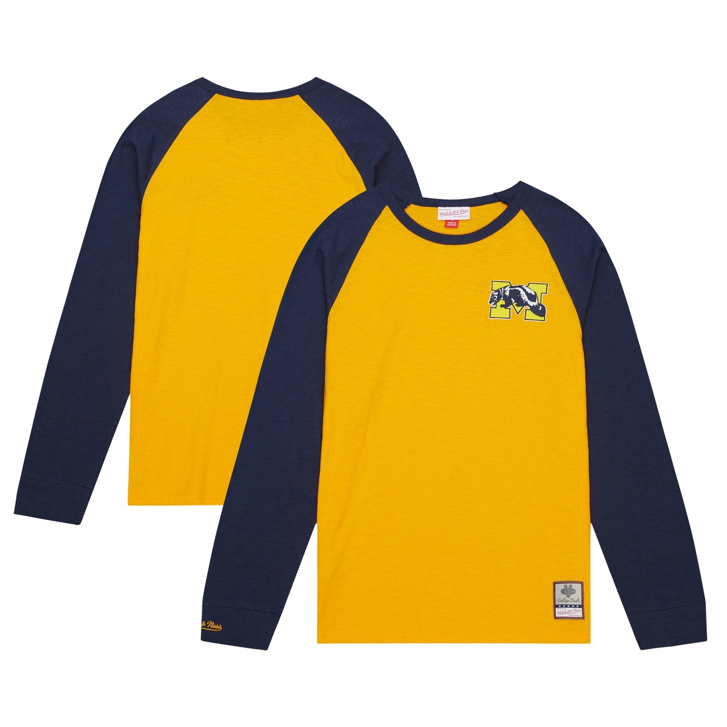 Men's Mitchell & Ness Maize Michigan Wolverines Legendary Slub Raglan Long Sleeve T-Shirt