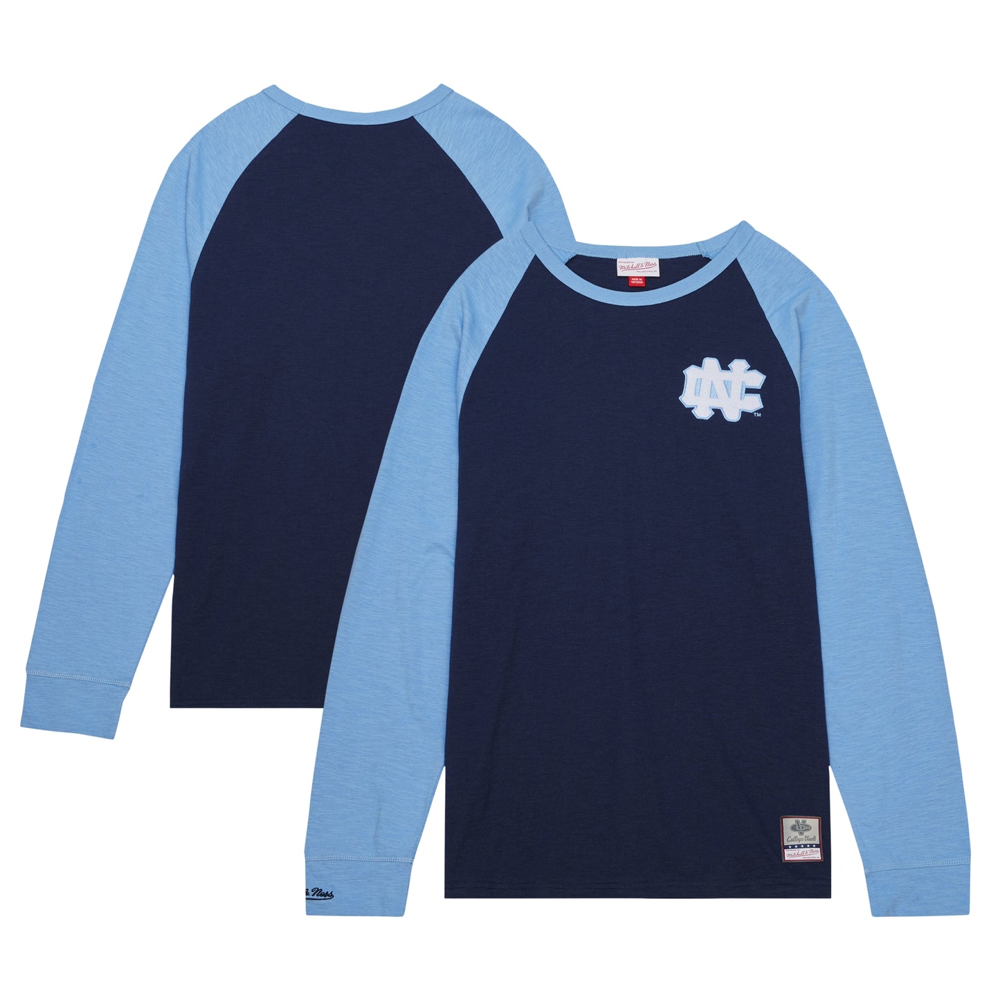 Men's Mitchell & Ness Navy North Carolina Tar Heels Legendary Slub Raglan Long Sleeve T-Shirt