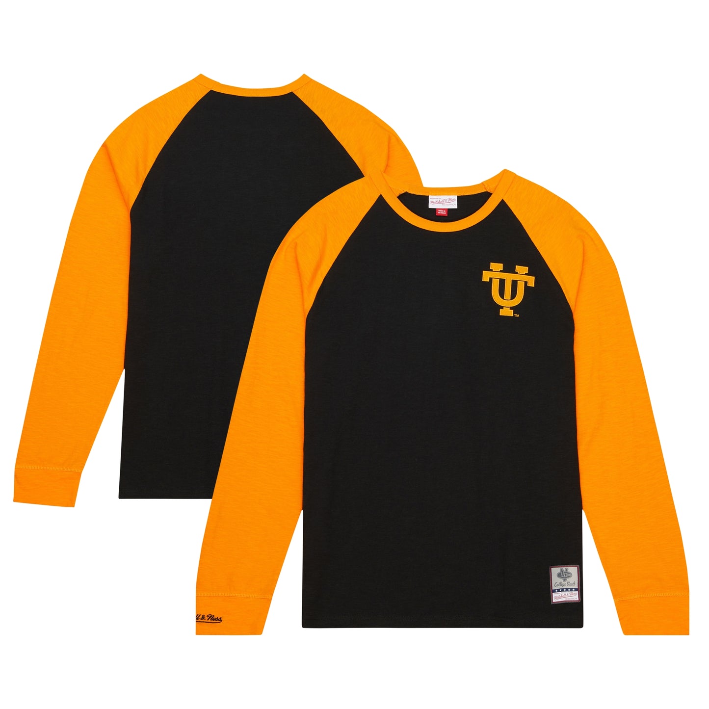 Men's Mitchell & Ness Black Tennessee Volunteers Legendary Slub Raglan Long Sleeve T-Shirt