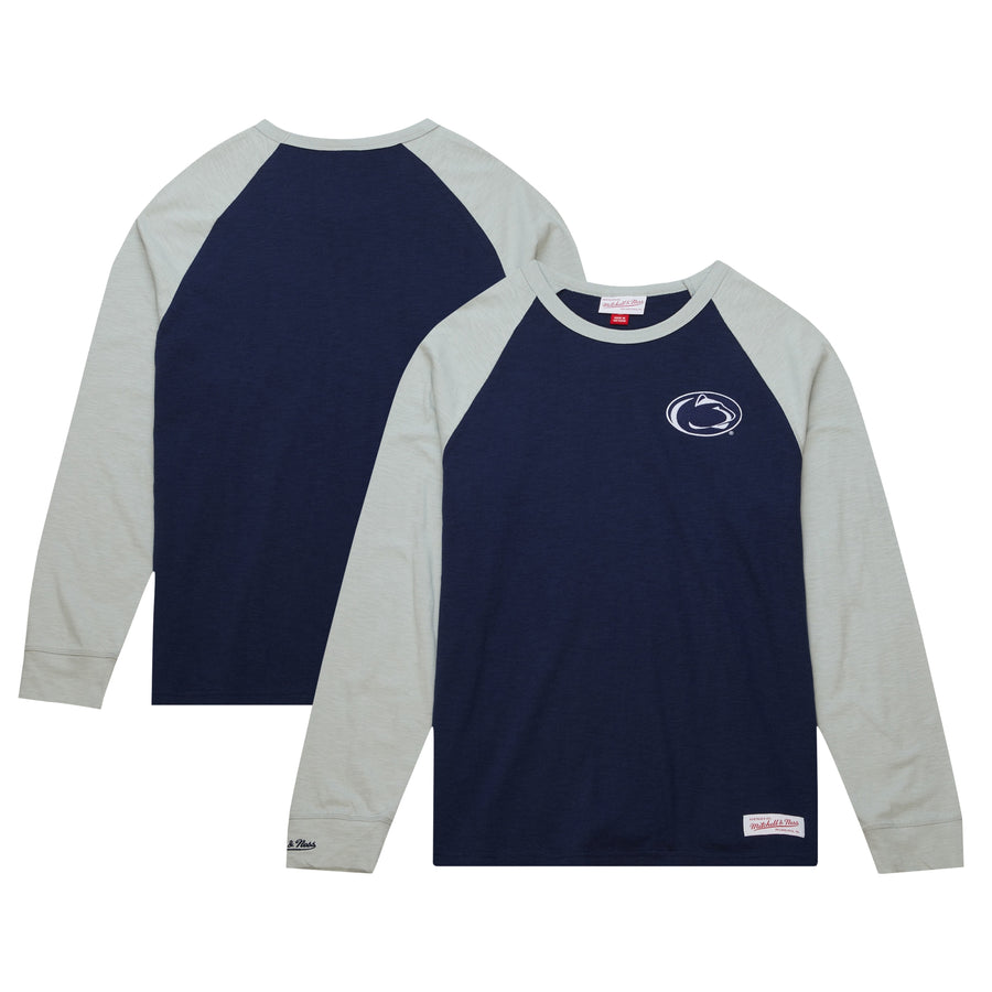 Men's Mitchell & Ness Navy Penn State Nittany Lions Legendary Slub Raglan Long Sleeve T-Shirt