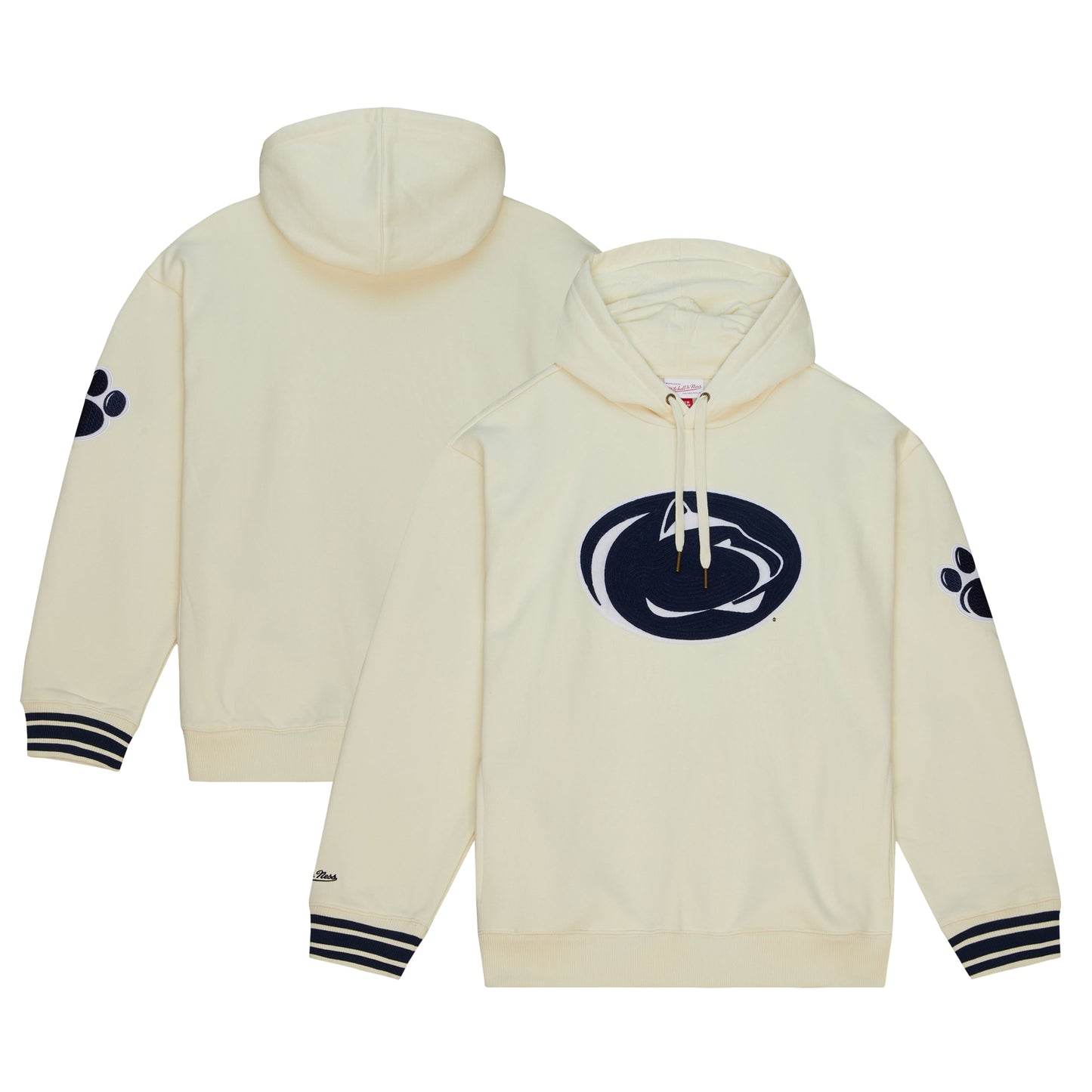 Men's Mitchell & Ness  Cream Penn State Nittany Lions Chainstitch Logo Pullover Hoodie