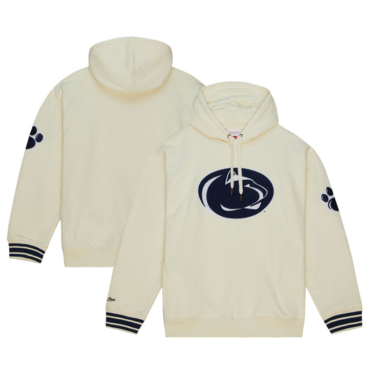 Men's Mitchell & Ness  Cream Penn State Nittany Lions Chainstitch Logo Pullover Hoodie