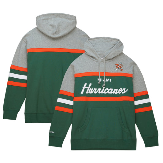 Men's Mitchell & Ness Green Miami Hurricanes Head Coach Pullover Hoodie