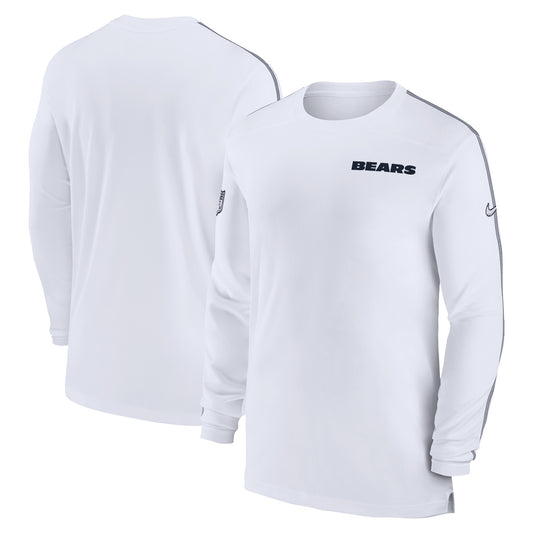 Men's Nike White Chicago Bears Sideline Coach UV Performance Long Sleeve T-Shirt
