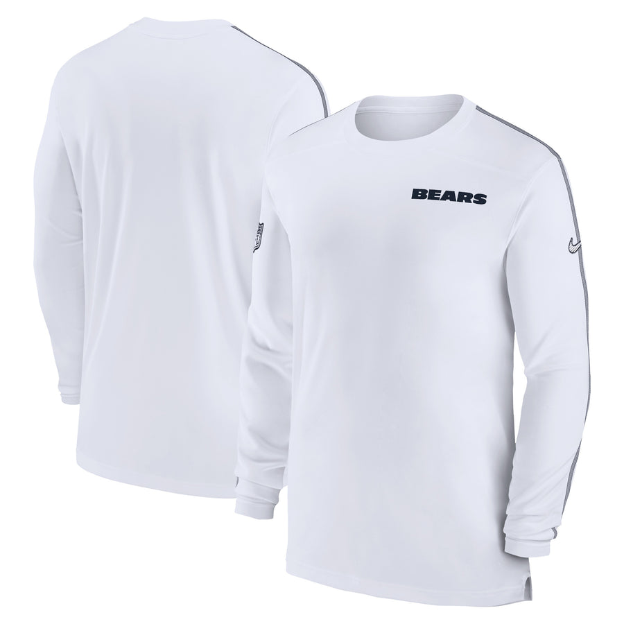 Men's Nike White Chicago Bears Sideline Coach UV Performance Long Sleeve T-Shirt