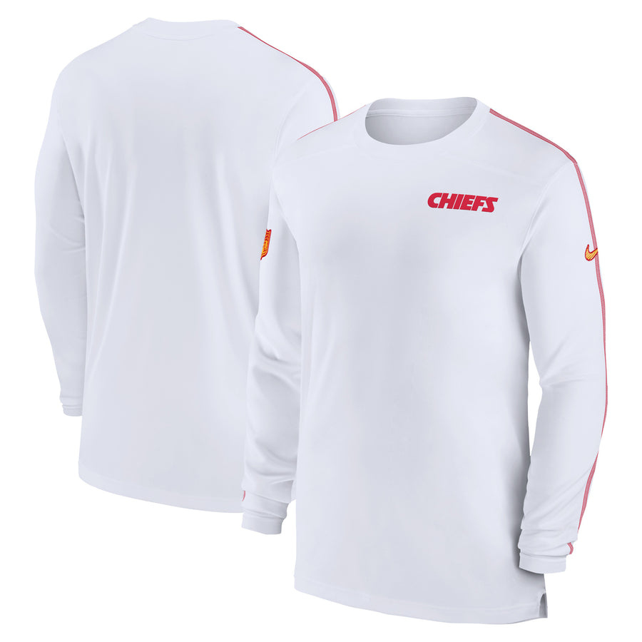 Men's Nike White Kansas City Chiefs Sideline Coach UV Performance Long Sleeve T-Shirt