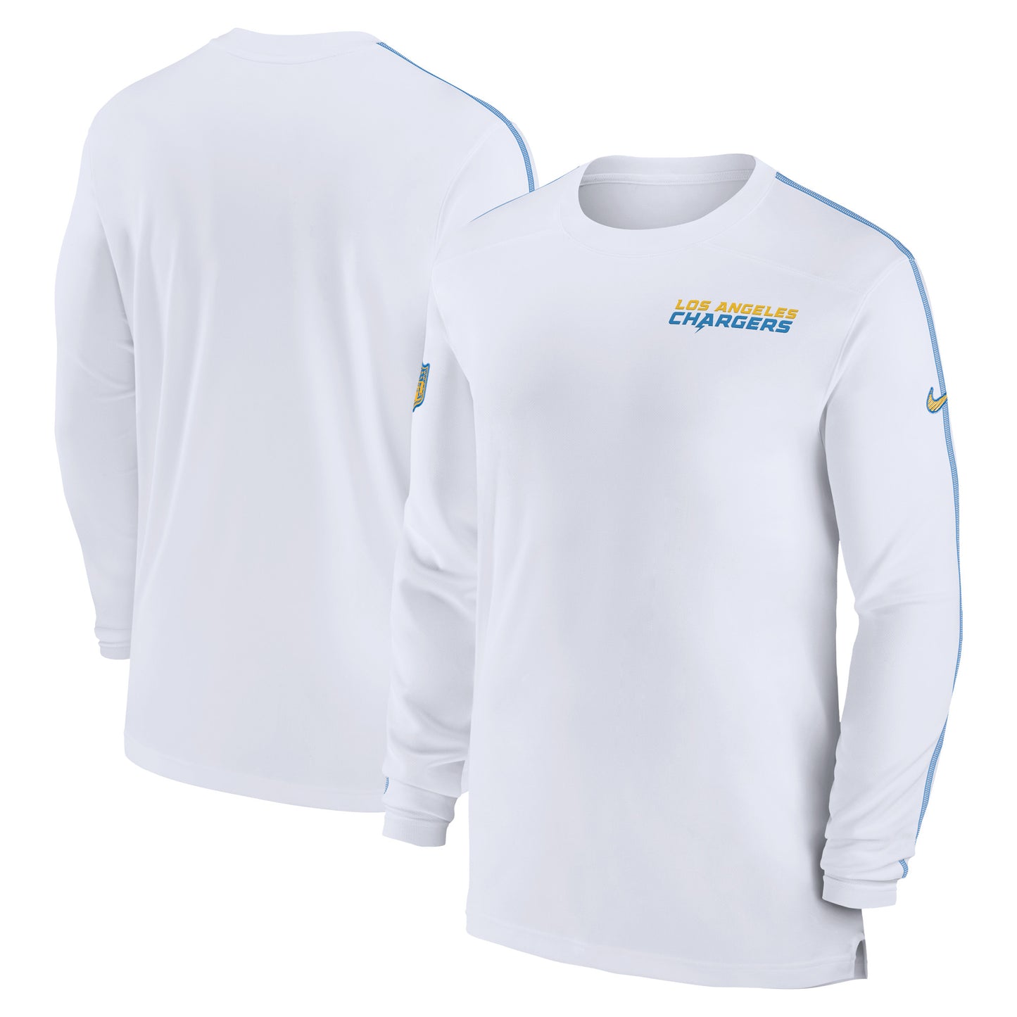 Men's Nike White Los Angeles Chargers Sideline Coach UV Performance Long Sleeve T-Shirt