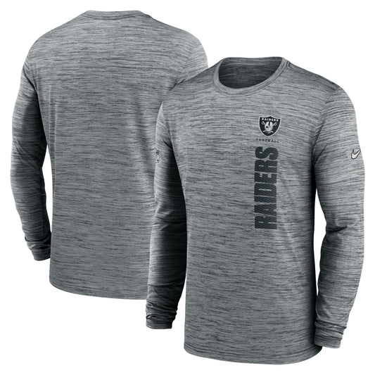 Men's Nike Gray Las Vegas Raiders 2024 Sideline Velocity Performance Long Sleeve T-Shirt