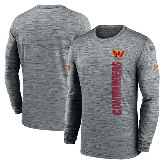 Men's Nike Gray Washington Commanders 2024 Sideline Velocity Performance Long Sleeve T-Shirt