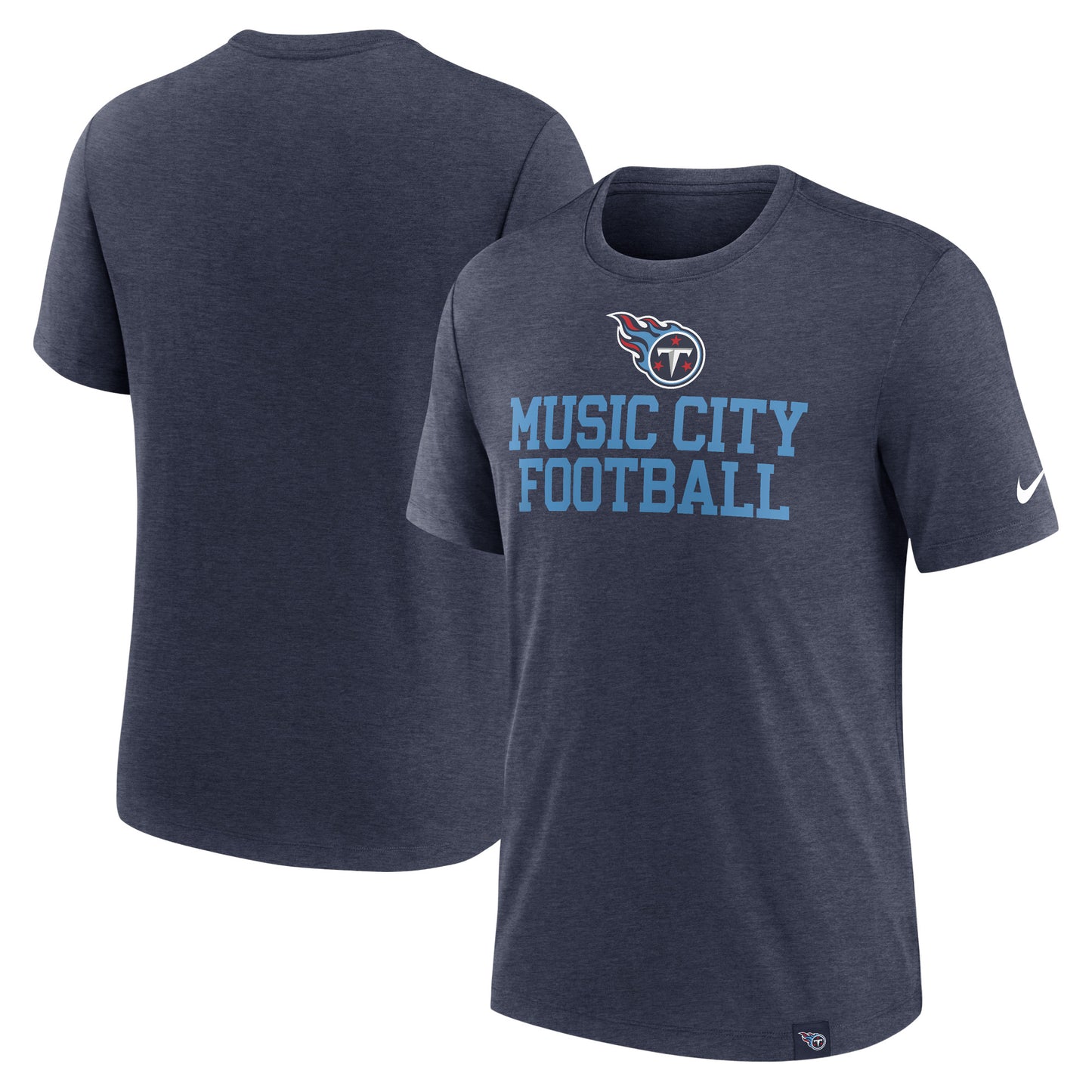 Men's Nike Heather Navy Tennessee Titans Blitz Tri-Blend T-Shirt