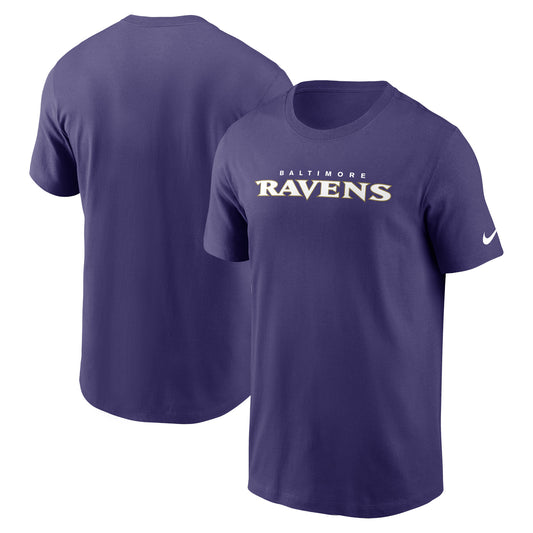 Men's Nike Purple Baltimore Ravens Primetime Wordmark Essential T-Shirt