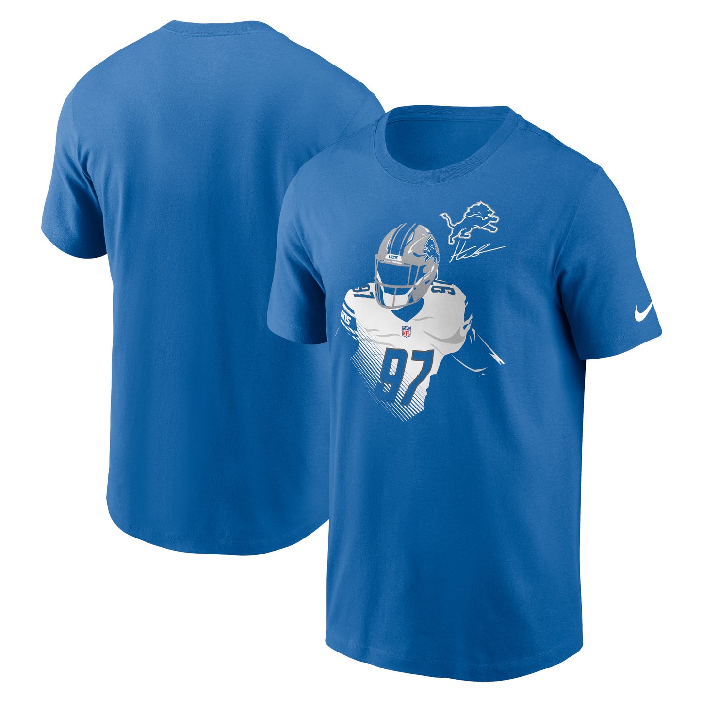 Men's Nike Aidan Hutchinson Blue Detroit Lions Player Graphic T-Shirt