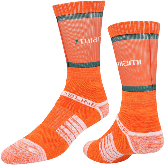 Unisex Strideline Miami Hurricanes Premium Fashion Crew Socks