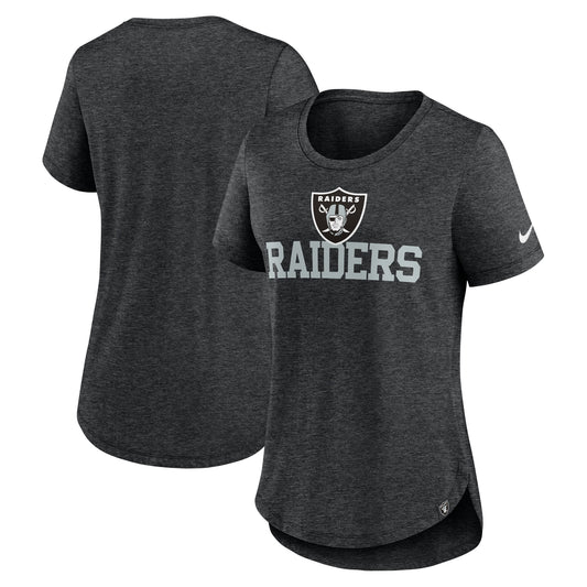 Women's Nike Heather Black Las Vegas Raiders Fashion Tri-Blend T-Shirt