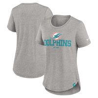 Women's Nike Heather Gray Miami Dolphins Fashion Tri-Blend T-Shirt