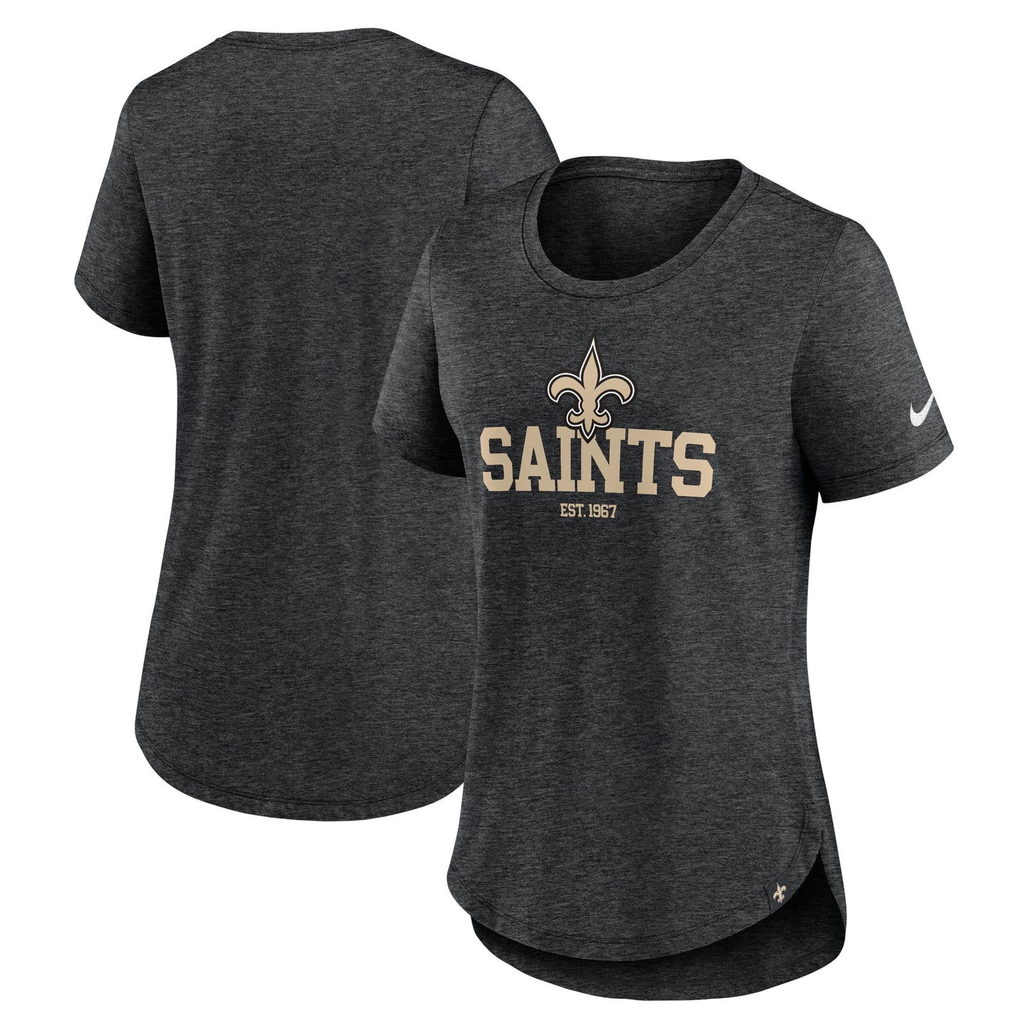 Women's Nike Heather Black New Orleans Saints Fashion Tri-Blend T-Shirt