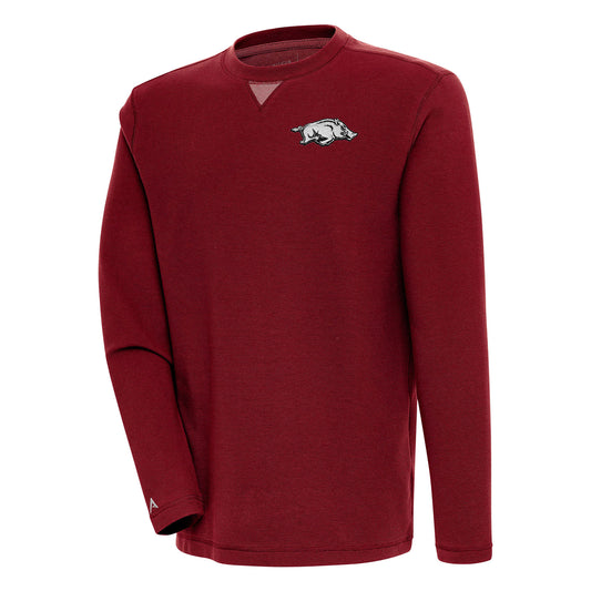 Men's Antigua Cardinal Arkansas Razorbacks Flier Bunker Pullover Sweatshirt