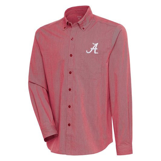 Men's Antigua Crimson/White Alabama Crimson Tide Compression Long Sleeve Button-Down Shirt