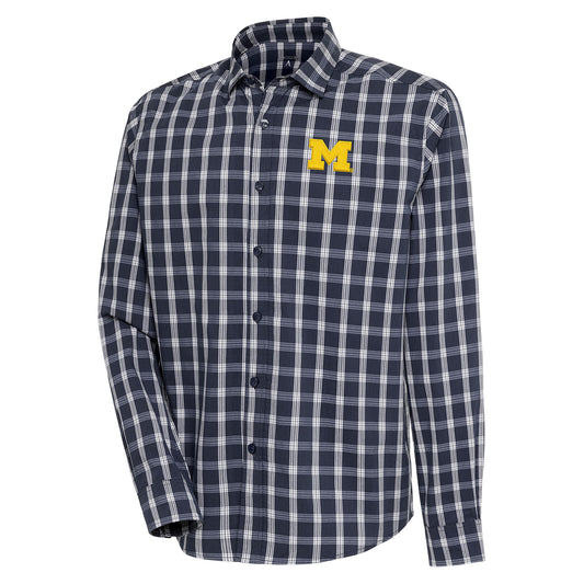 Men's Antigua Navy Michigan Wolverines Carry Long Sleeve Button-Up Shirt