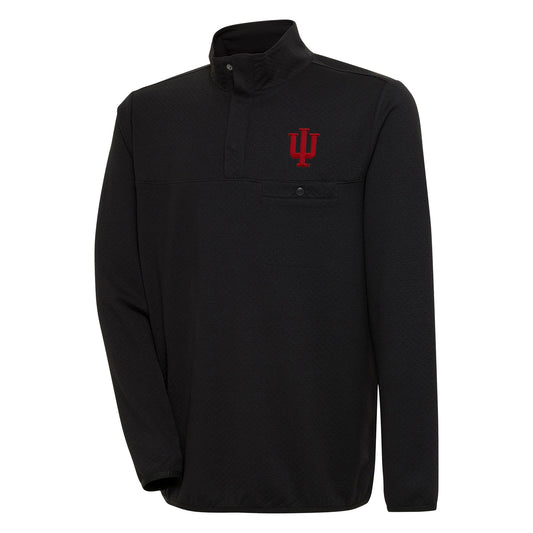 Men's Antigua Black Indiana Hoosiers Steamer Quarter-Snap Pullover Jacket