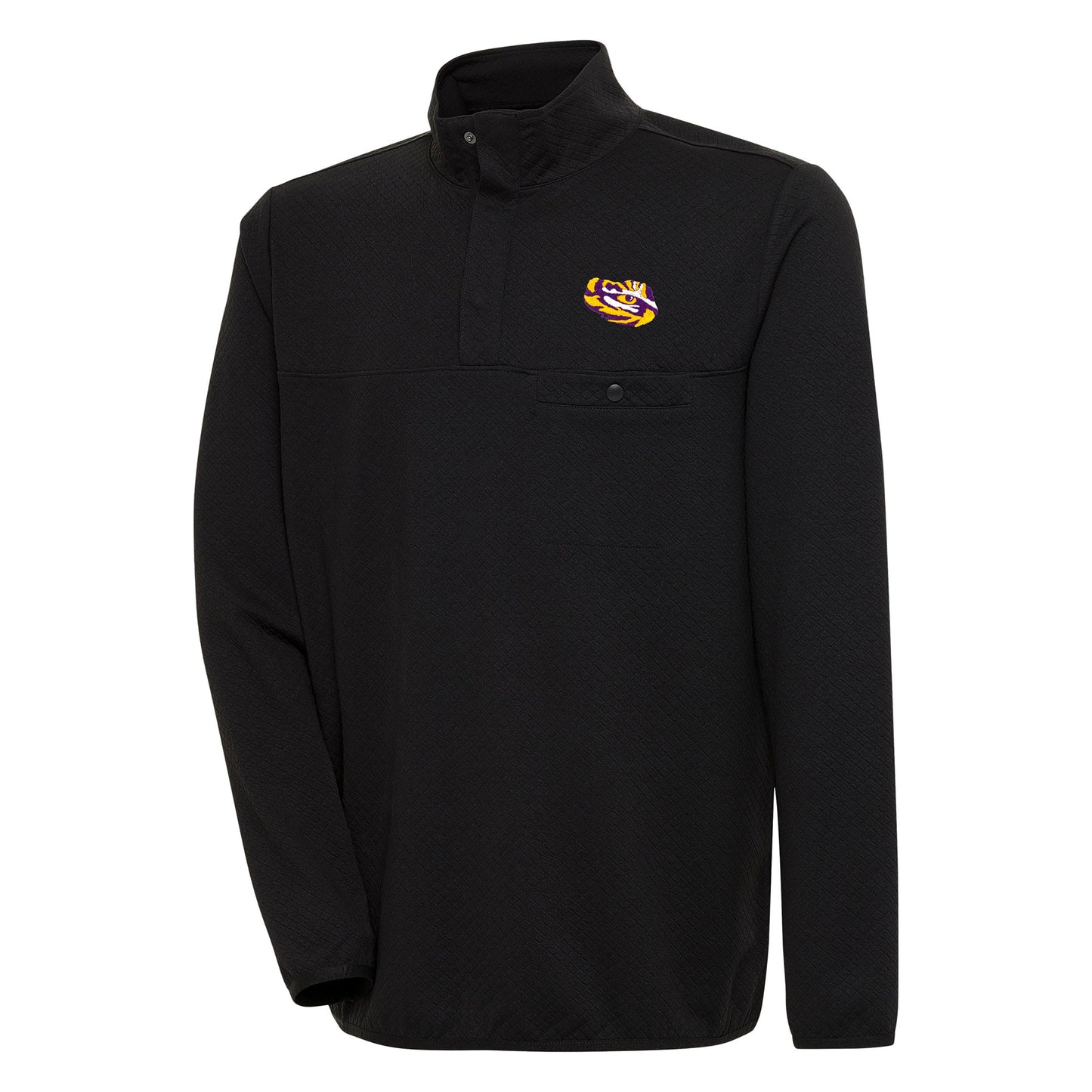 Men's Antigua Black LSU Tigers Steamer Quarter-Snap Pullover Jacket