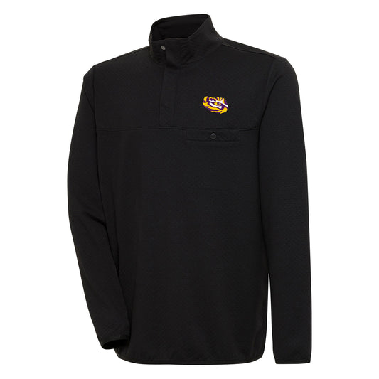 Men's Antigua Black LSU Tigers Steamer Quarter-Snap Pullover Jacket