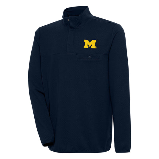 Men's Antigua Navy Michigan Wolverines Steamer Quarter-Snap Pullover Jacket