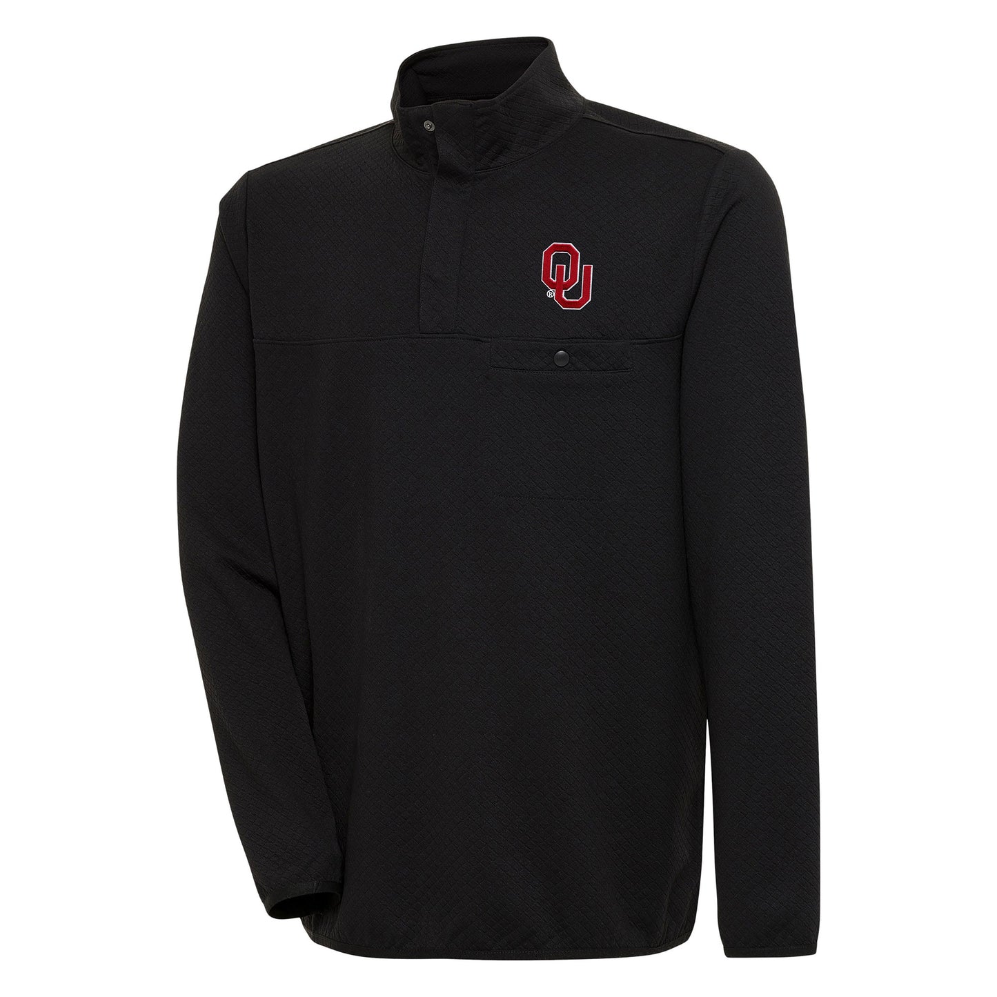 Men's Antigua Black Oklahoma Sooners Steamer Quarter-Snap Pullover Jacket