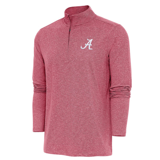 Men's Antigua Heather Crimson Alabama Crimson Tide Hunk Quarter-Zip Pullover Top