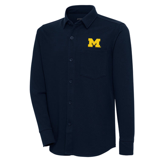 Men's Antigua Navy Michigan Wolverines Steamer Button-Up Shacket