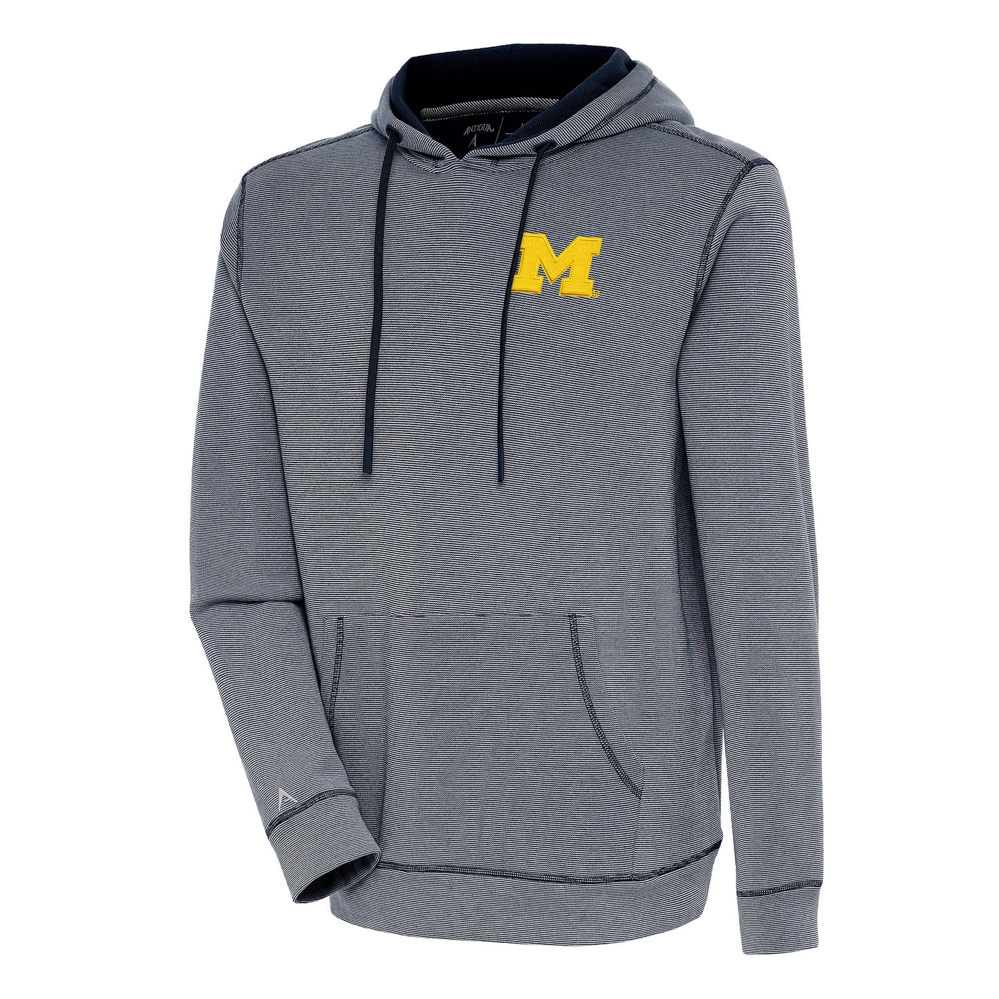 Men's Antigua Navy Michigan Wolverines Axe Bunker Tri-Blend Pullover Hoodie