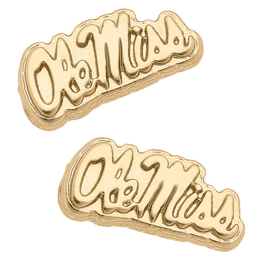 Women's Ole Miss Rebels 24K Gold Plated Stud Earrings