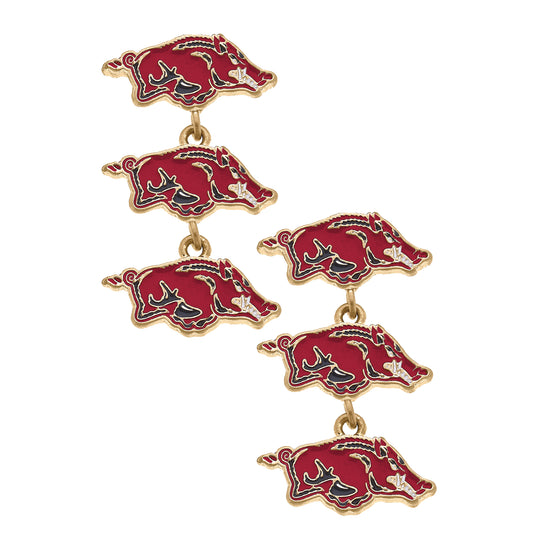 Women's Arkansas Razorbacks Triple Drop Enamel Earrings