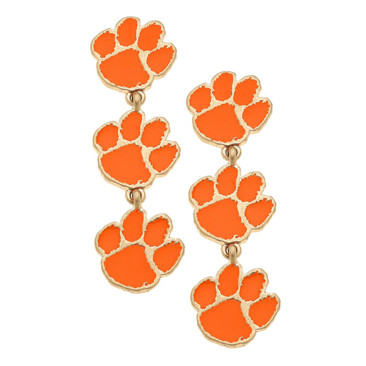 Women's Clemson Tigers Triple Drop Enamel Earrings