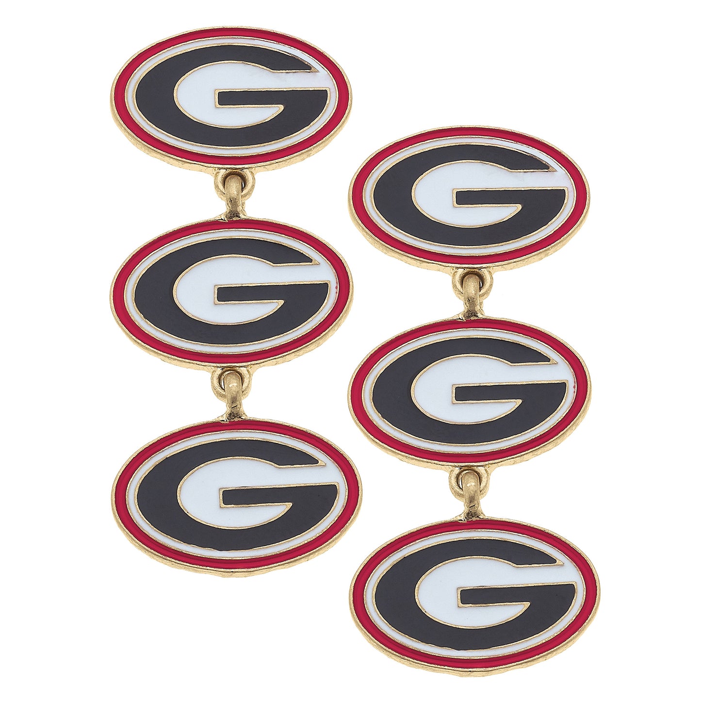 Women's Georgia Bulldogs Triple Drop Enamel Earrings