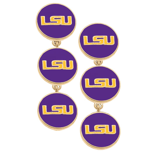 Women's LSU Tigers Triple Drop Enamel Earrings