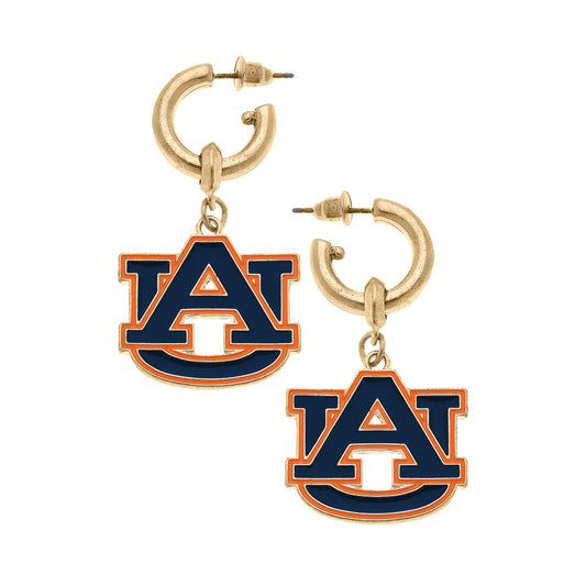 Women's Auburn Tigers Enamel Drop Hoop Earrings