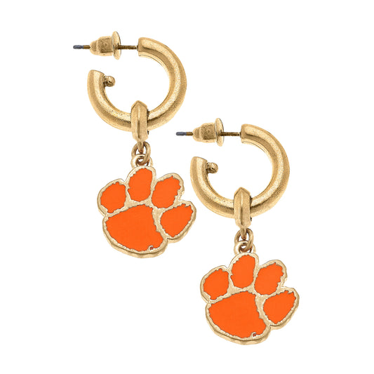 Women's Clemson Tigers Enamel Drop Hoop Earrings