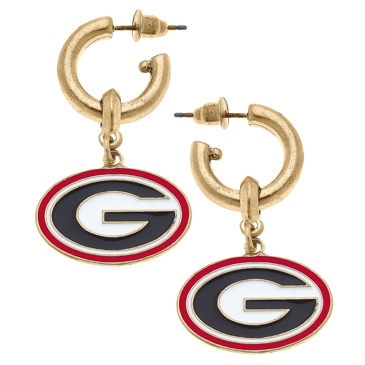 Women's Georgia Bulldogs Enamel Drop Hoop Earrings