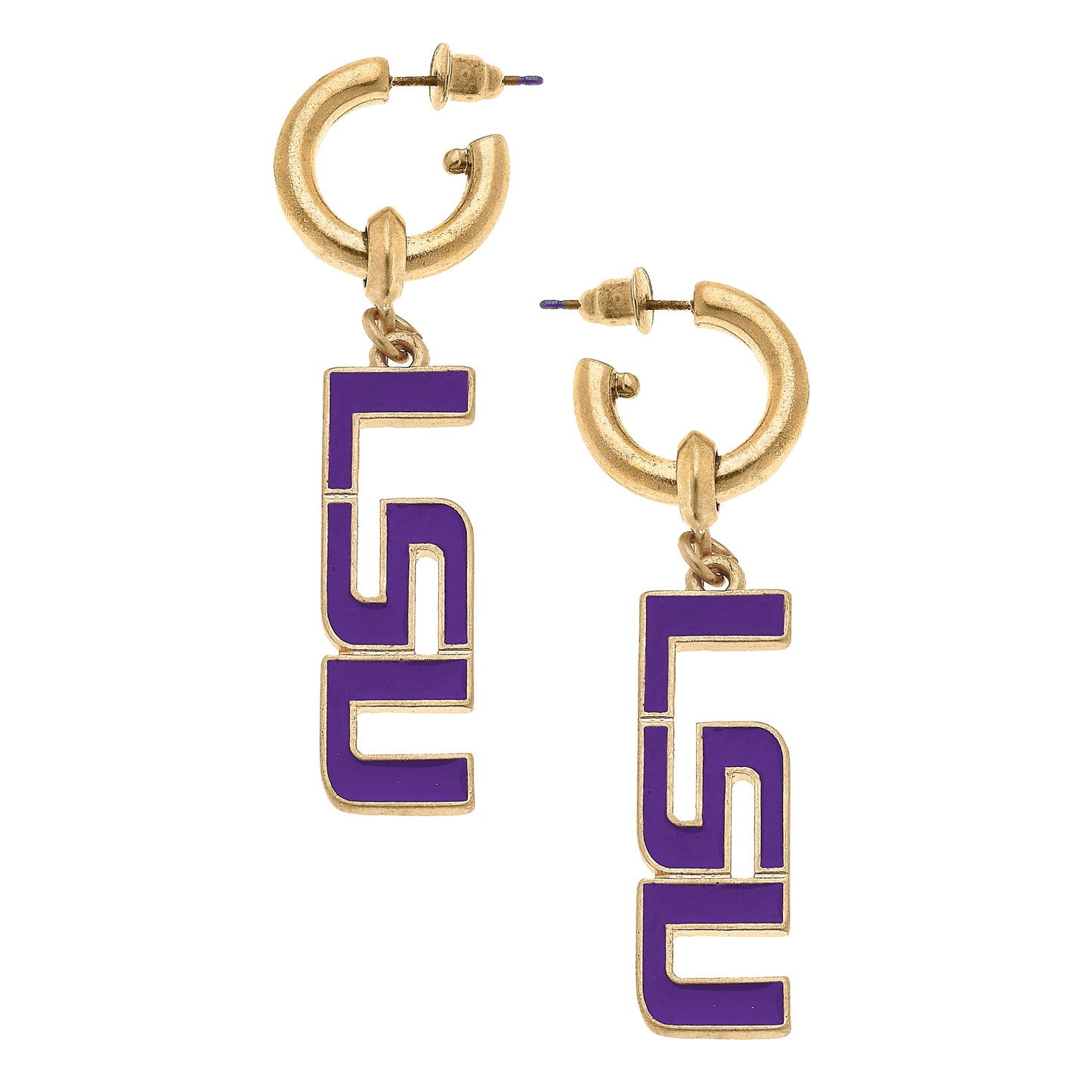 Women's LSU Tigers Enamel Drop Hoop Earrings