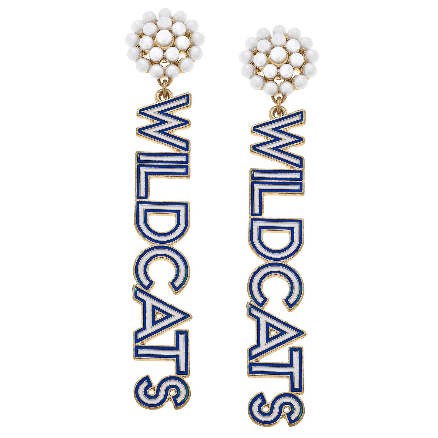 Women's Kentucky Wildcats Pearl Cluster Outline Enamel Drop Earrings