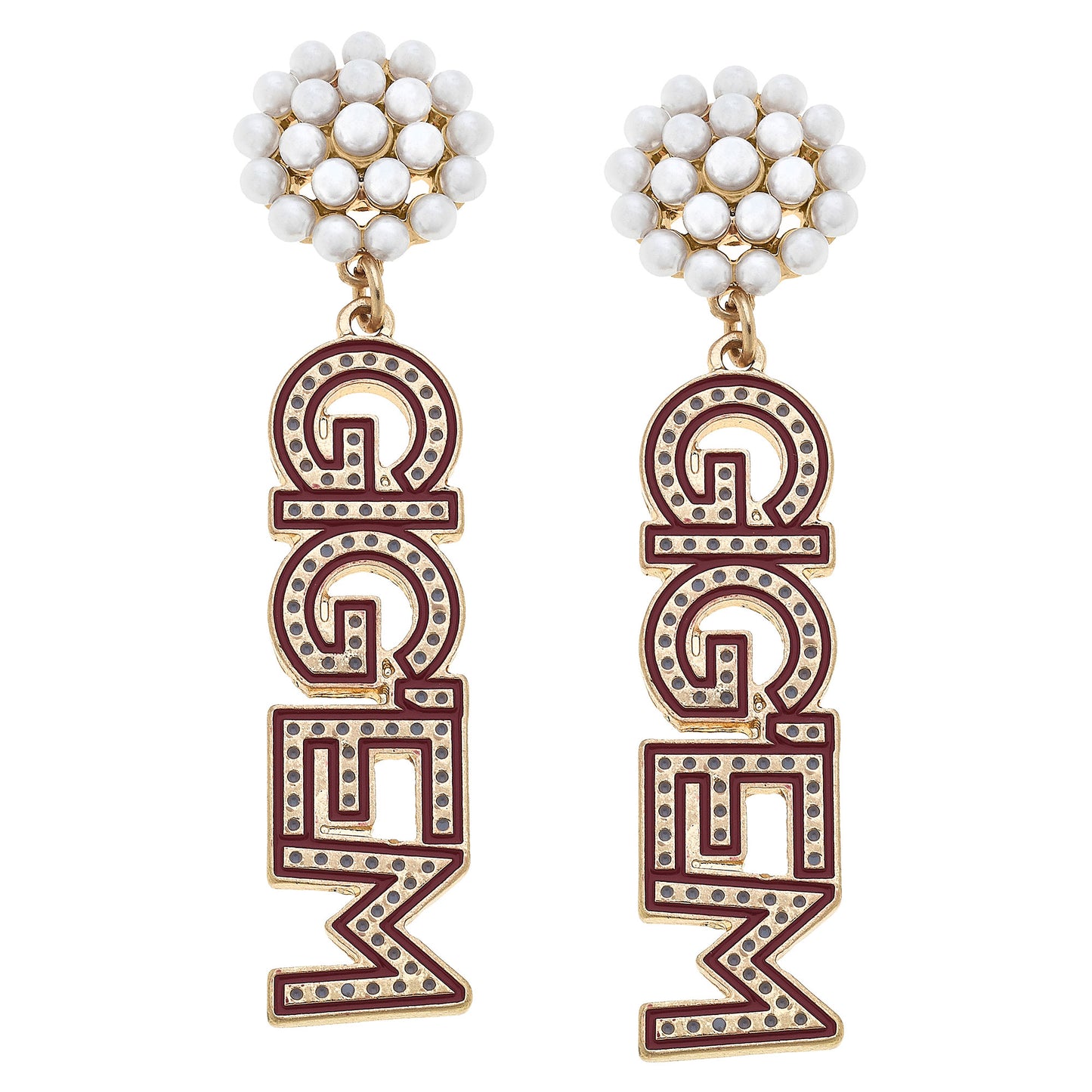Women's Texas A&M Aggies Pearl Cluster Dotted Enamel Drop Earrings