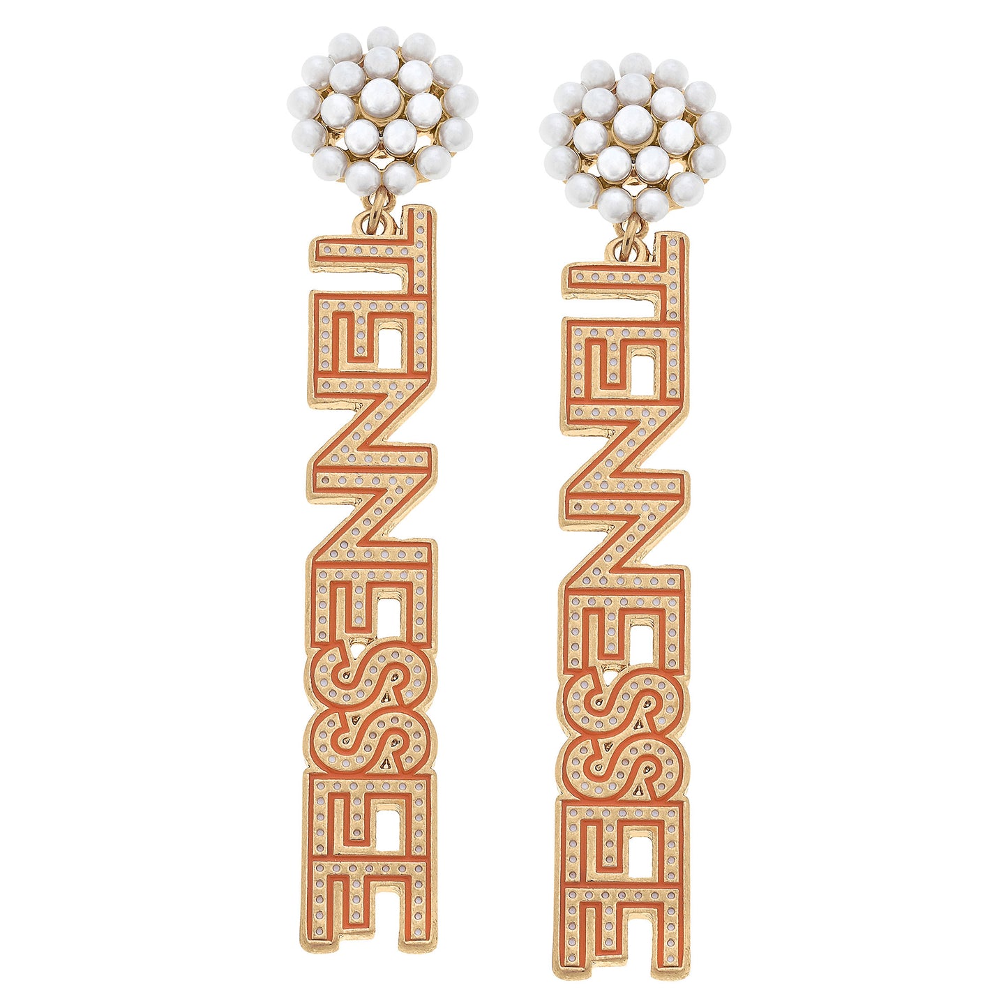 Women's Tennessee Volunteers Pearl Cluster Dotted Enamel Drop Earrings