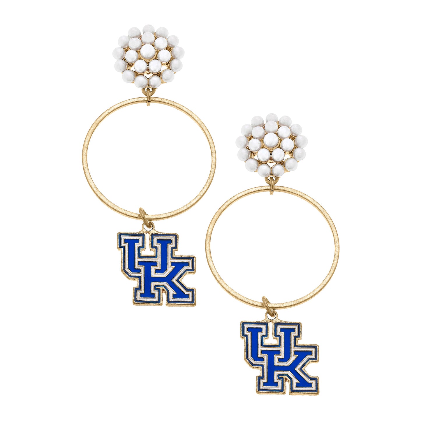 Women's CANVAS Style  Kentucky Wildcats Pearl Cluster Enamel Hoop Earrings