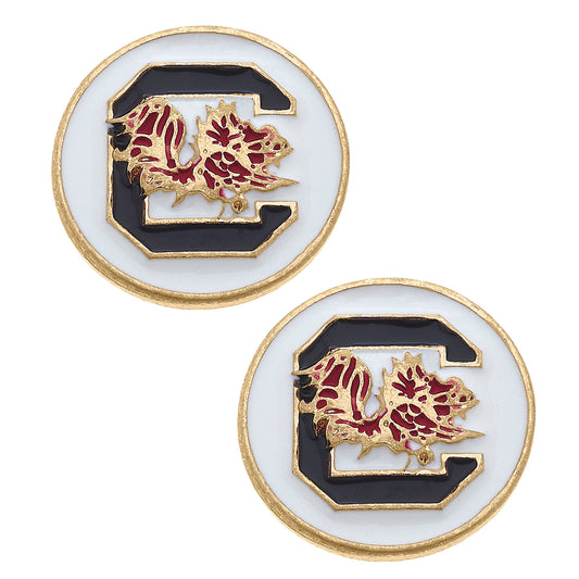 Women's CANVAS Style  South Carolina Gamecocks Enamel Disc Stud Earrings