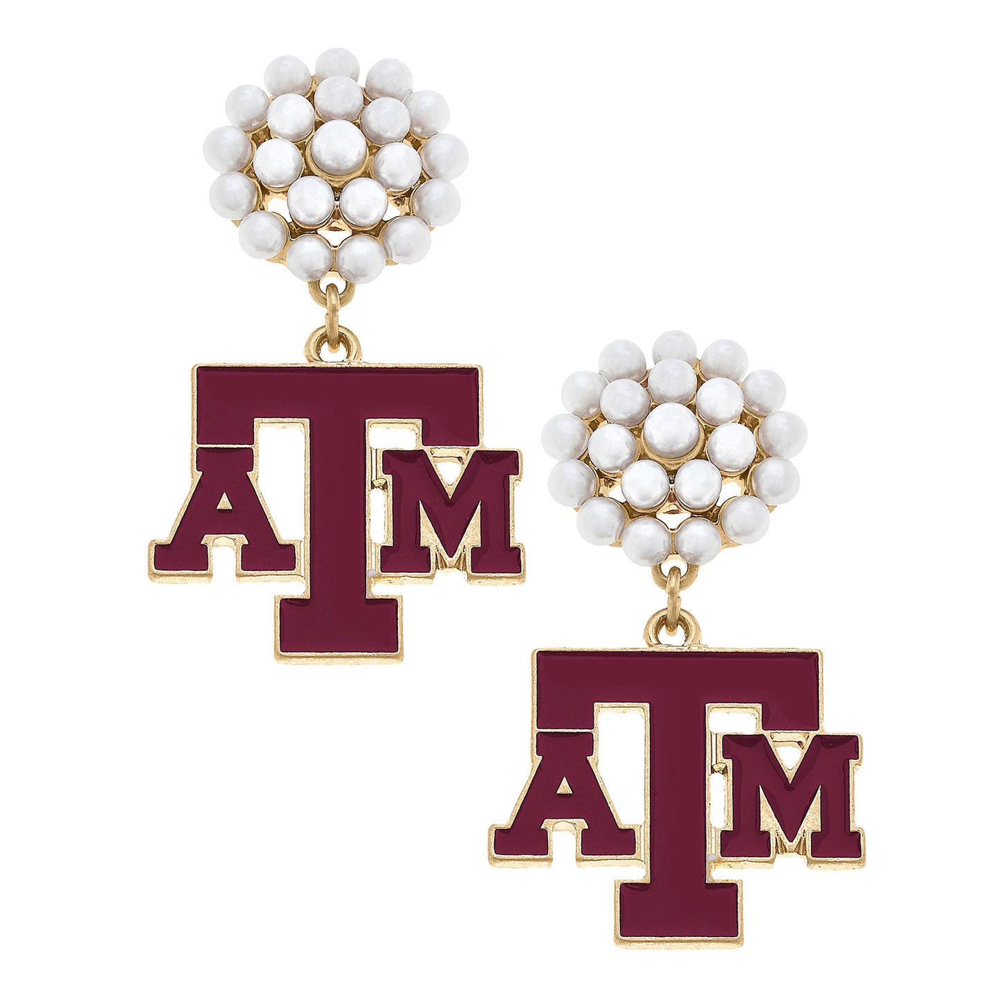 Women's Texas A&M Aggies Pearl Cluster Enamel Drop Earrings