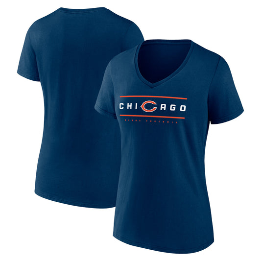 Women's Fanatics Navy Chicago Bears Hometown Defensive Stand V-Neck T-Shirt