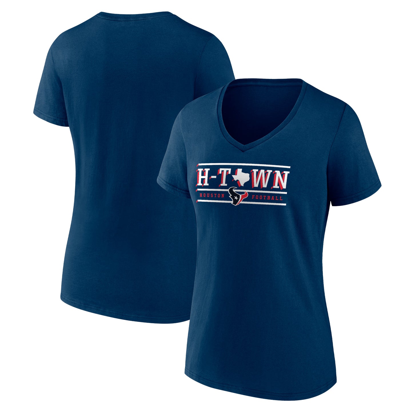 Women's Fanatics  Navy Houston Texans  Defensive Stand V-Neck T-Shirt